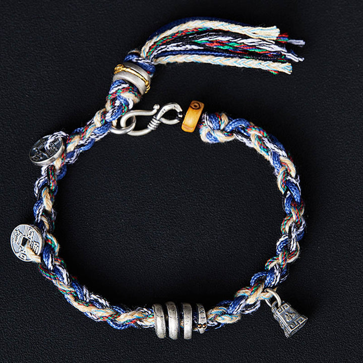 Pulsera de bendición hecha a mano con dije de escamas de monedas de plata de ley 925 con Buddha Stones - image 1