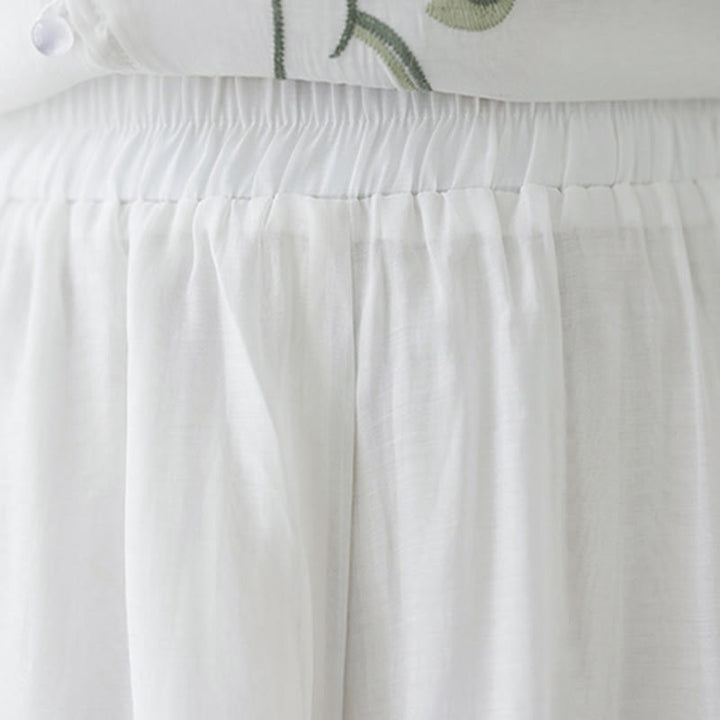 Buddha Stones Conjunto de 2 piezas de camiseta de manga corta con bordado de flores y pantalones de pierna ancha - image 23