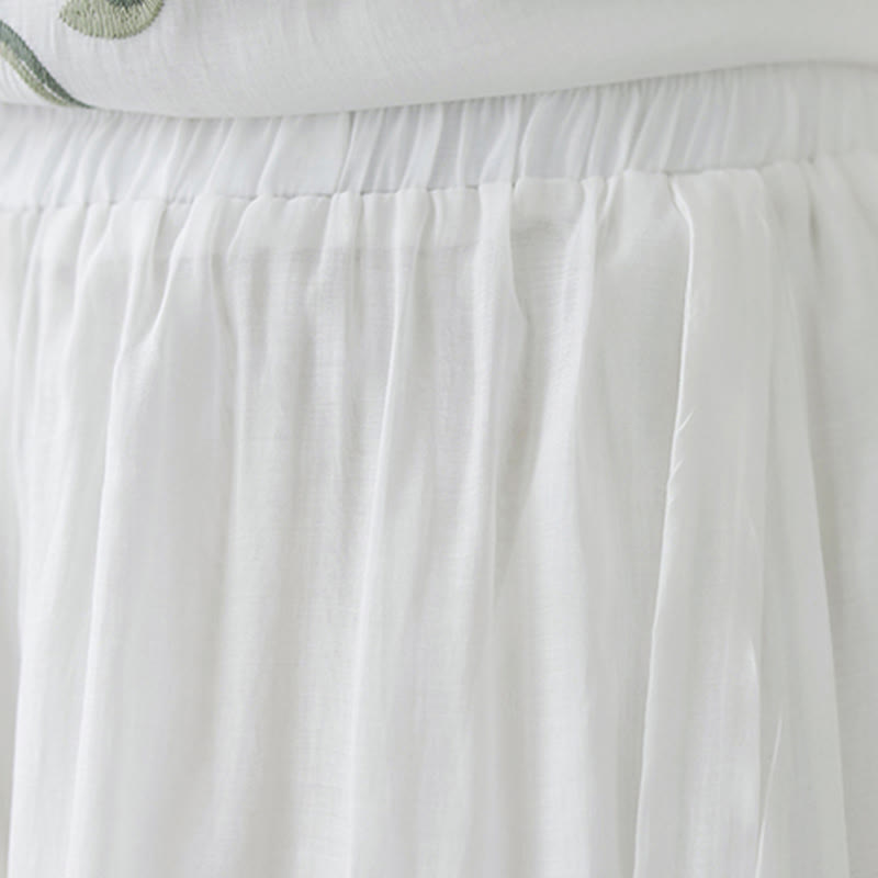 Buddha Stones Conjunto de 2 piezas de camiseta de manga corta con bordado de flores y pantalones de pierna ancha - image 25