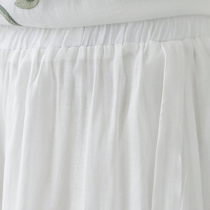 Buddha Stones Conjunto de 2 piezas de camiseta de manga corta con bordado de flores y pantalones de pierna ancha - image 25