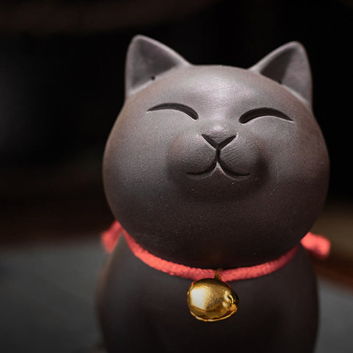Buddha Stones mini gato encantador té mascota arcilla púrpura estatuilla decoración de escritorio - image 7
