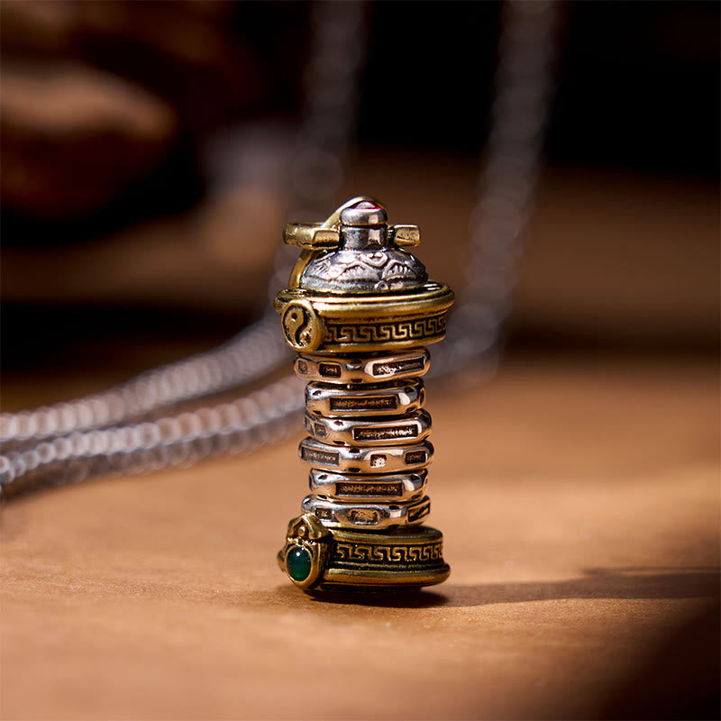 Colgante de collar giratorio con equilibrio de cobre de la torre Yin Yang de Buddha Stones - image 1