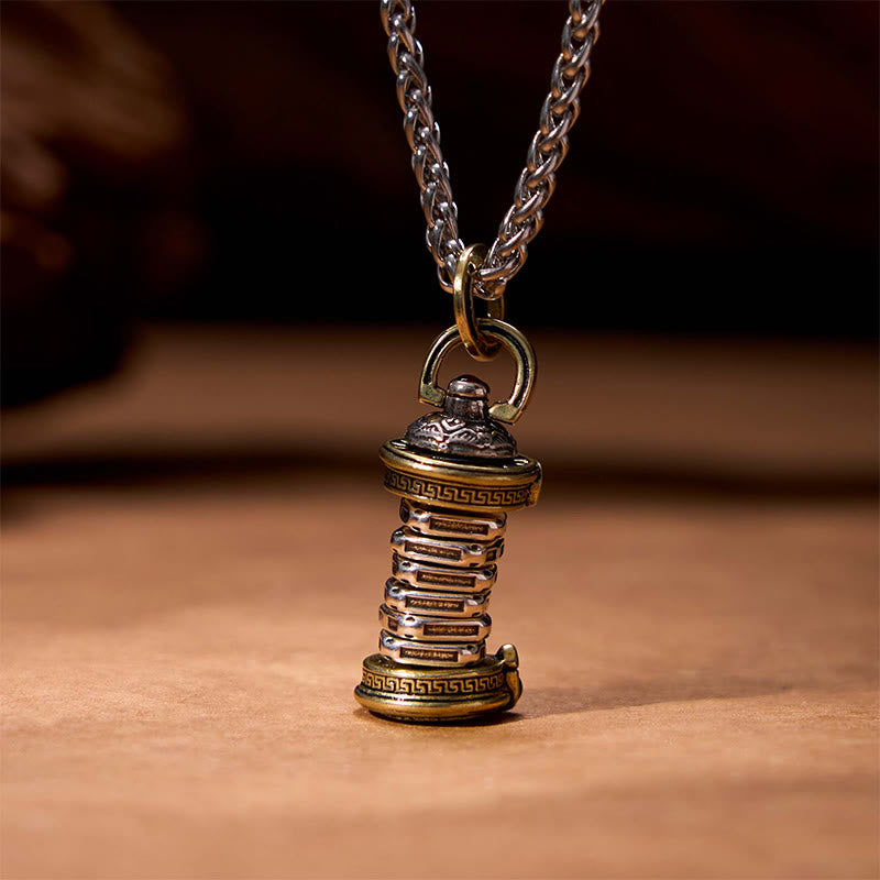 Colgante de collar giratorio con equilibrio de cobre de la torre Yin Yang de Buddha Stones - image 3