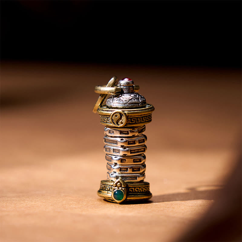 Colgante de collar giratorio con equilibrio de cobre de la torre Yin Yang de Buddha Stones - image 4