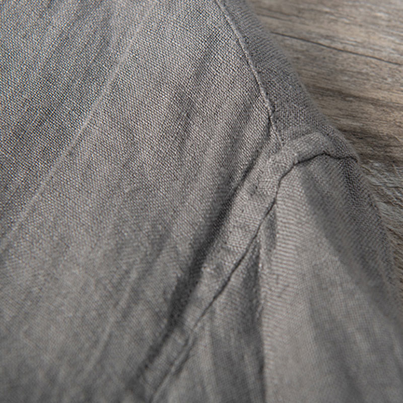 Camisa de manga larga con botones y estampado de Buddha Stones, de algodón y lino, para hombre - image 7