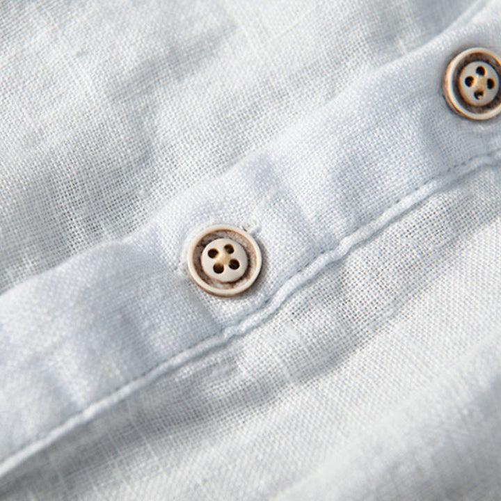 Camisa de manga larga con botones y estampado de Buddha Stones, de algodón y lino, para hombre - image 14