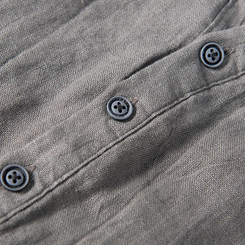 Camisa de manga larga con botones y estampado de Buddha Stones, de algodón y lino, para hombre - image 5