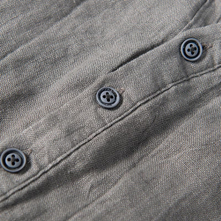 Camisa de manga larga con botones y estampado de Buddha Stones, de algodón y lino, para hombre - image 5