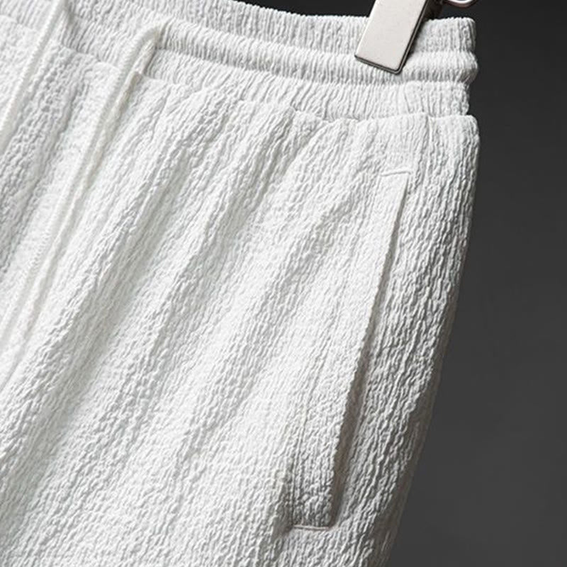 Buddha Stones 2 piezas conjunto de pantalones de camisa de media manga con botones de textura de color sólido para hombres - image 10