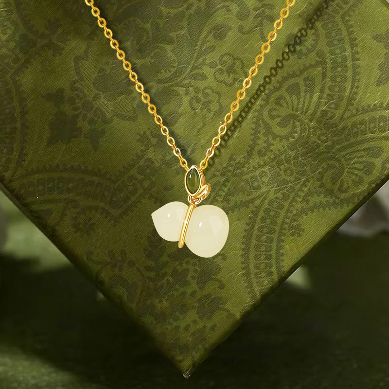 Colgante de collar de abundancia de calabaza de jade hetiano de plata de ley 925 con Buddha Stones - image 10