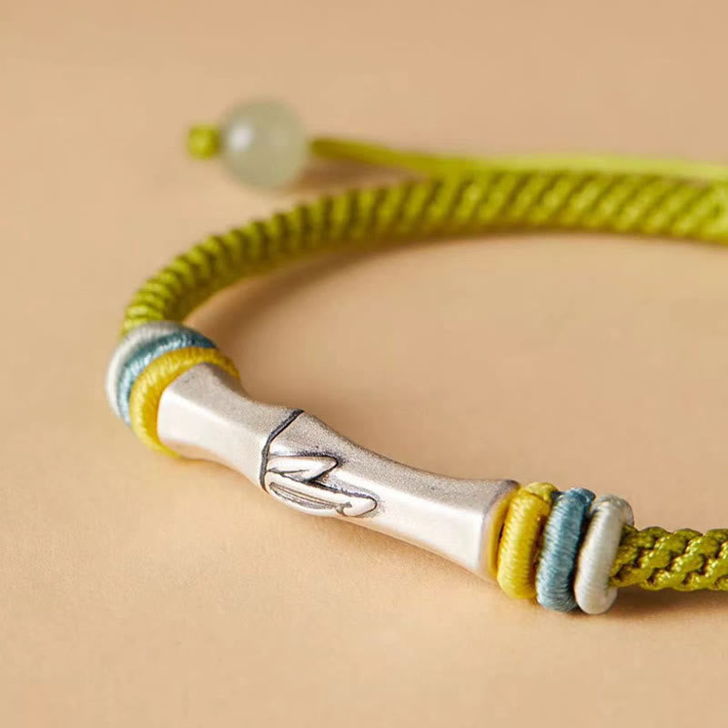 Pulsera de iluminación de bambú con hilo rojo de plata de ley 999 con Buddha Stones - image 8