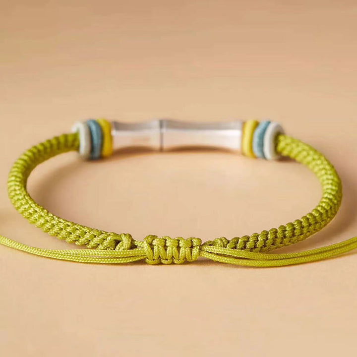 Pulsera de iluminación de bambú con hilo rojo de plata de ley 999 con Buddha Stones - image 3