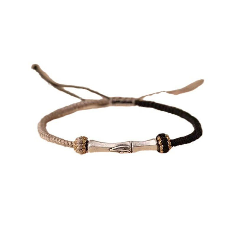 Pulsera Trenzada De Protección De Bambú De Plata De Ley 925 Con Buddha Stones
