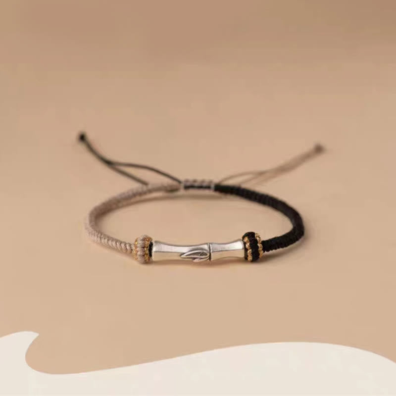 Pulsera Trenzada De Protección De Bambú De Plata De Ley 925 Con Buddha Stones