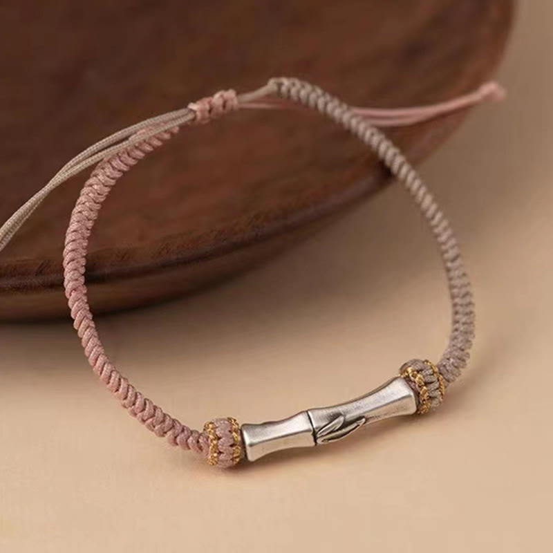 Pulsera Trenzada De Protección De Bambú De Plata De Ley 925 Con Buddha Stones