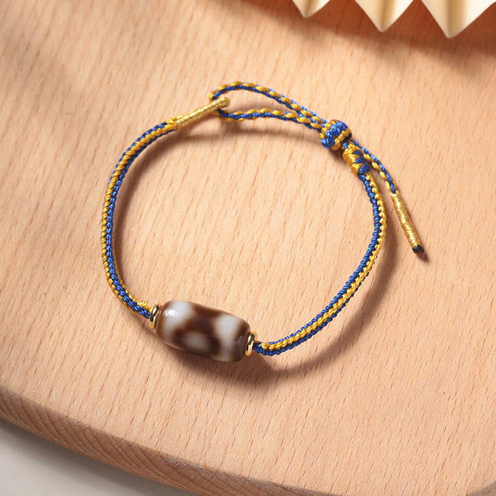 Pulsera tibetana de tres ojos con cuentas Dzi de Buddha Stones , suerte y felicidad