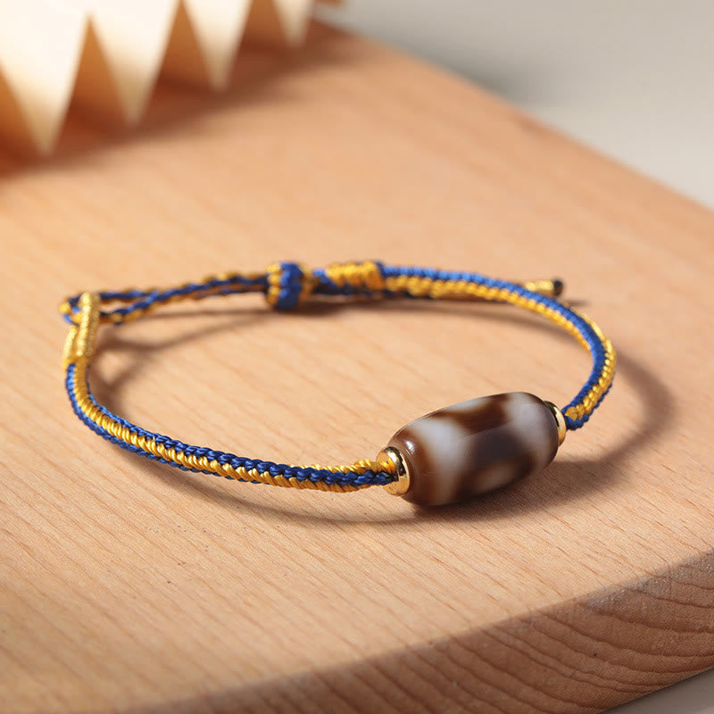 Pulsera tibetana de tres ojos con cuentas Dzi de Buddha Stones , suerte y felicidad