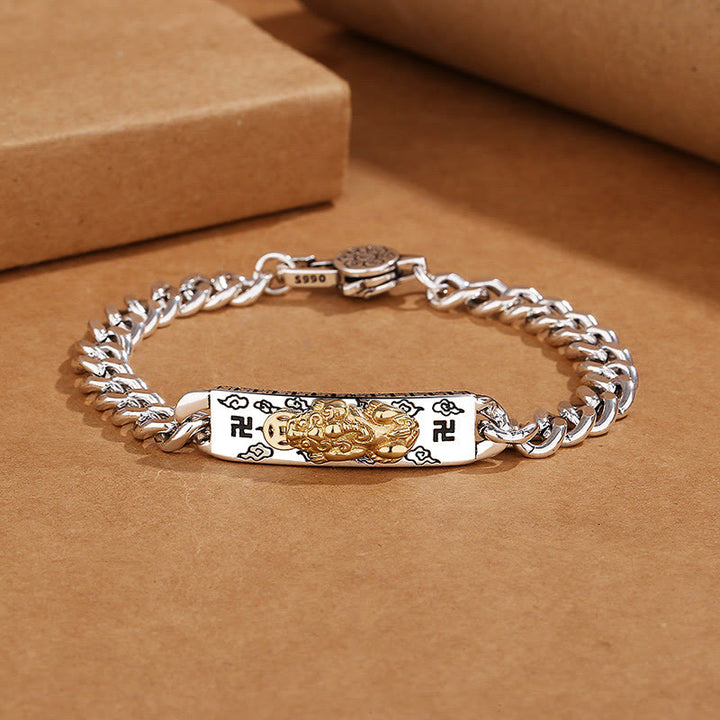 Pulsera de sabiduría con hebilla de resorte y esvástica Pixiu Om Mani Padme Hum de Buddha Stones