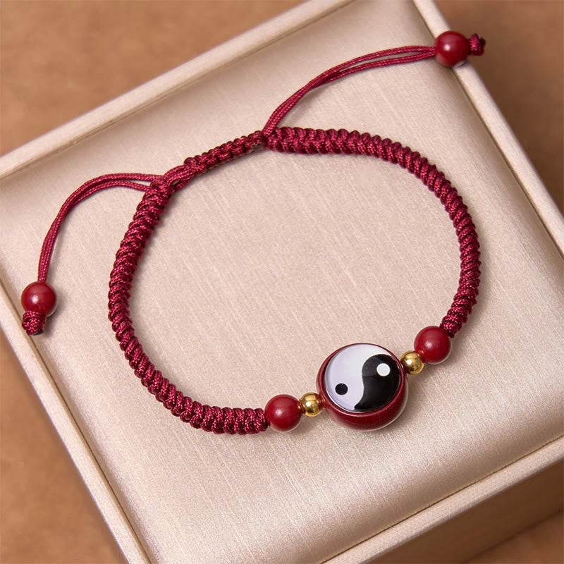 Pulsera de bendición Bagua con símbolo de Yin Yang, hilo rojo, cinabrio de la suerte, Buddha Stones