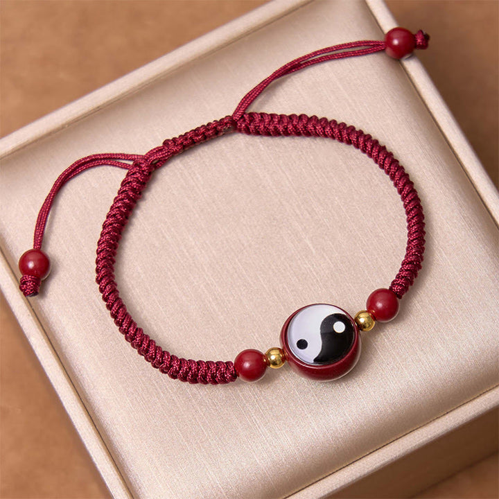 Pulsera de bendición Bagua con símbolo de Yin Yang, hilo rojo, cinabrio de la suerte, Buddha Stones