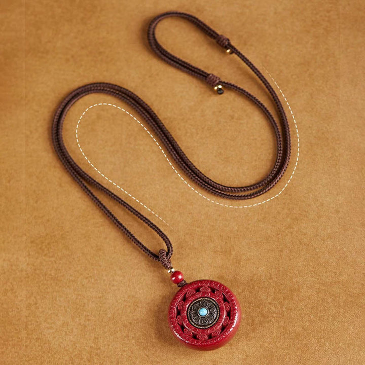 Colgante de collar giratorio con Buddha Stones cinabrio Om Mani Padme Hum bendición - image 12