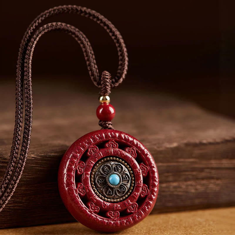 Colgante de collar giratorio con Buddha Stones cinabrio Om Mani Padme Hum bendición - image 10