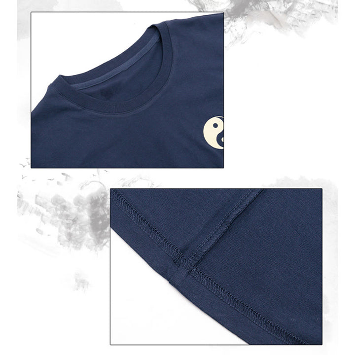 Buddha Stones Camiseta de algodón Yin Yang de manga corta con cuello redondo de verano para hombre - image 6