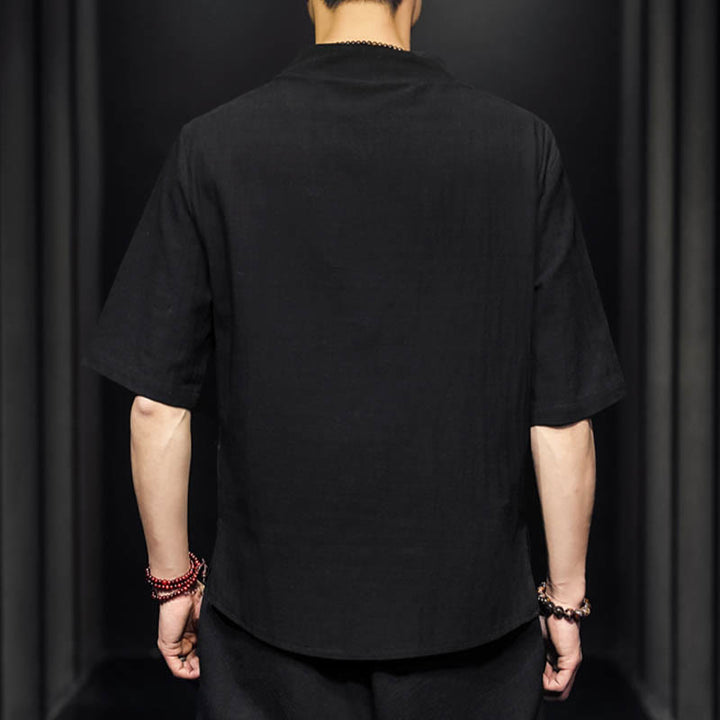 Camisa informal de verano de media manga con Buddha Stones , ropa de algodón para hombre - image 10