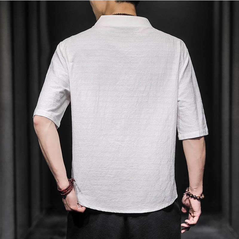 Camisa informal de verano de media manga con Buddha Stones , ropa de algodón para hombre - image 3