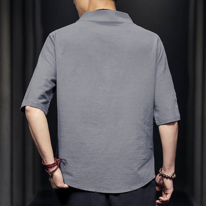 Camisa informal de verano de media manga con Buddha Stones , ropa de algodón para hombre - image 18