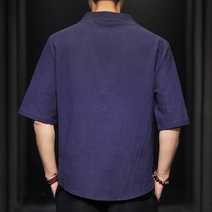 Camisa informal de verano de media manga con Buddha Stones , ropa de algodón para hombre - image 27