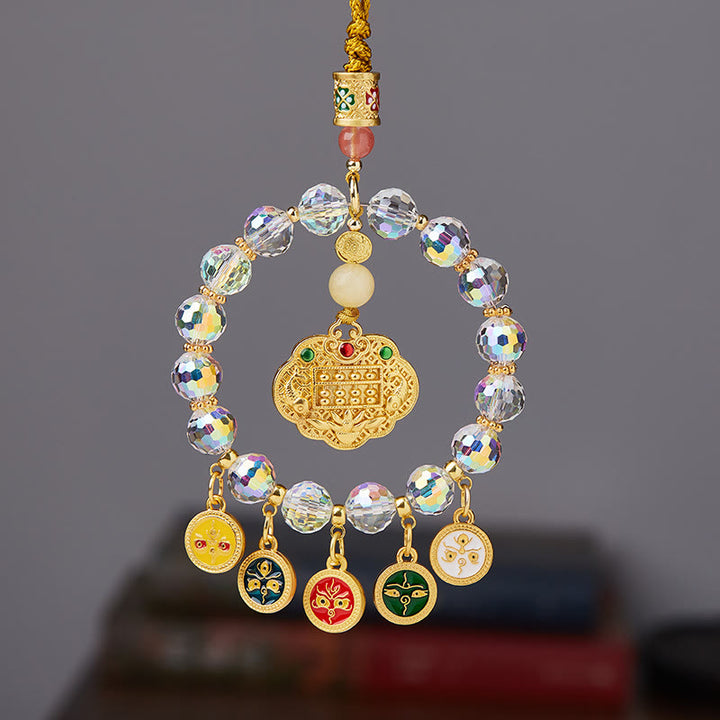 Buddha Stones, pez Koi de la suerte, cinco dioses de la riqueza, decoración colgante