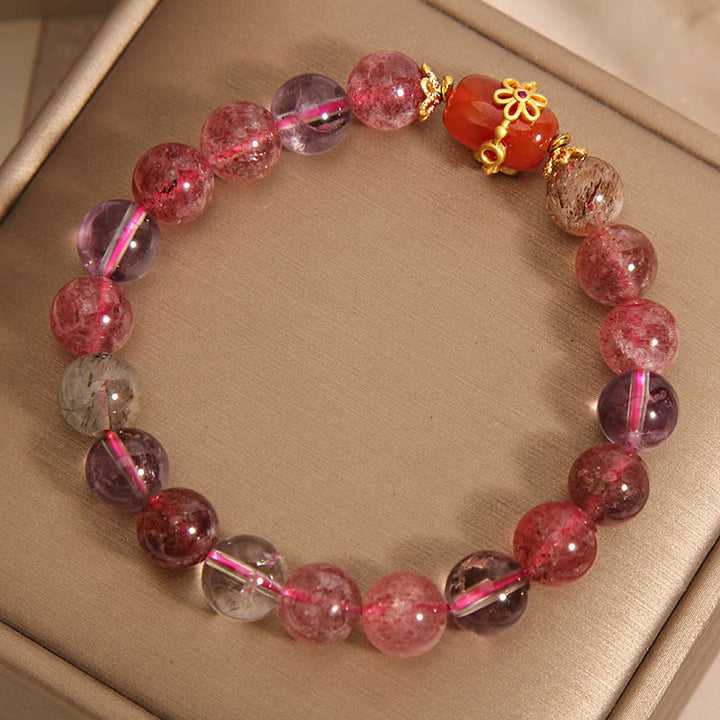 Pulsera de positividad de ágata roja de cristal súper siete naturales de Buddha Stones