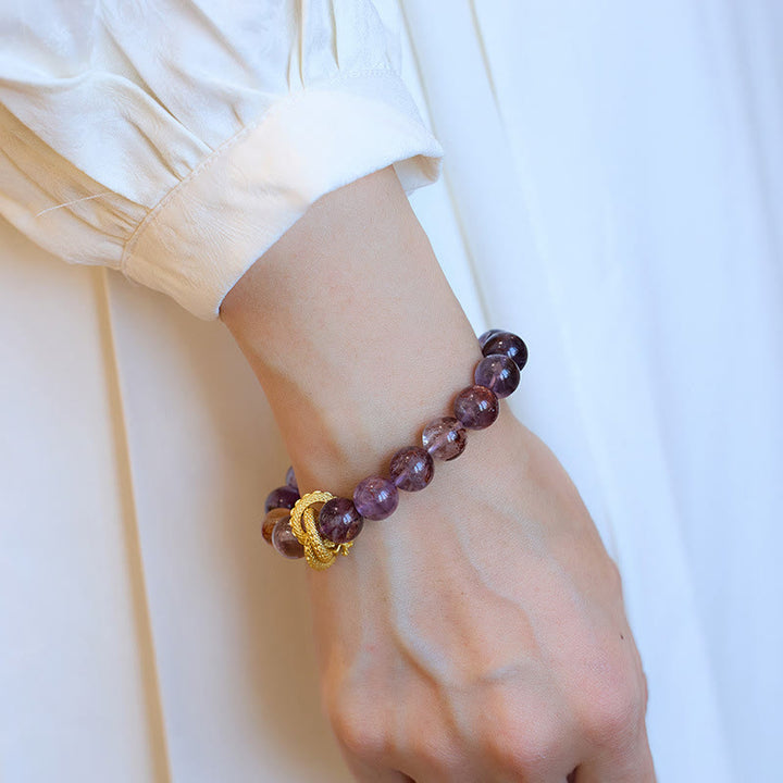 Pulsera de sabiduría de dragón chapada en oro de cobre fantasma púrpura de Buddha Stones