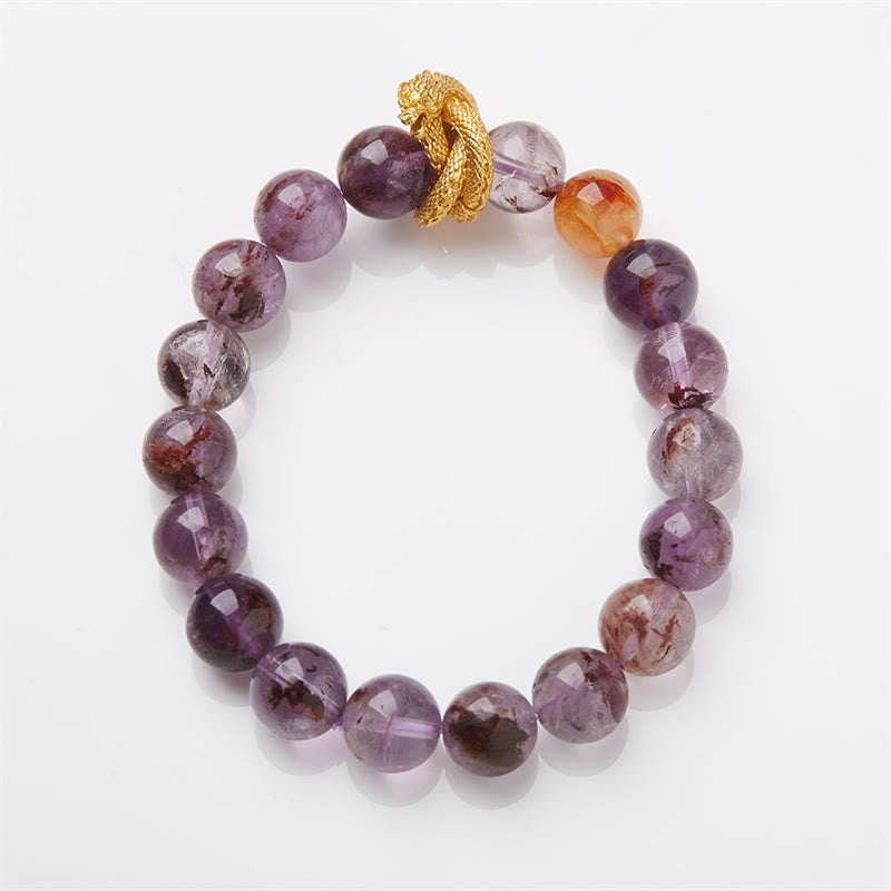 Pulsera de sabiduría de dragón chapada en oro de cobre fantasma púrpura de Buddha Stones