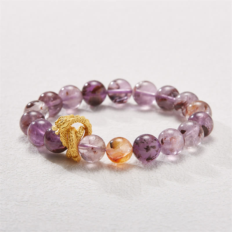 Pulsera de sabiduría de dragón chapada en oro de cobre fantasma púrpura de Buddha Stones