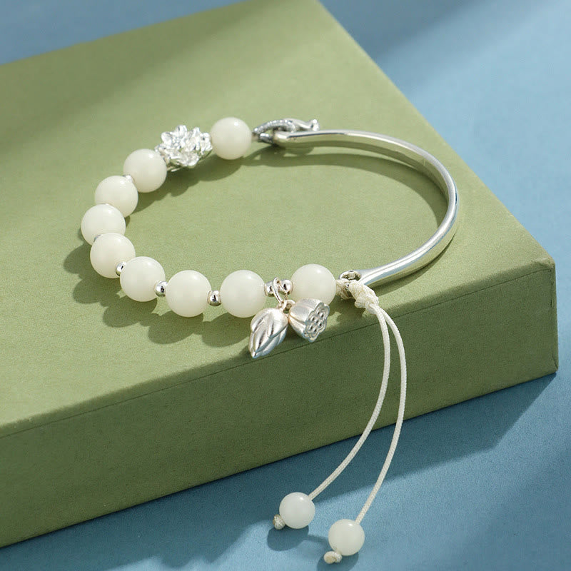 Brazalete de pulsera con Buddha Stones, semilla de Bodhi, mariposa, loto, suerte y riqueza