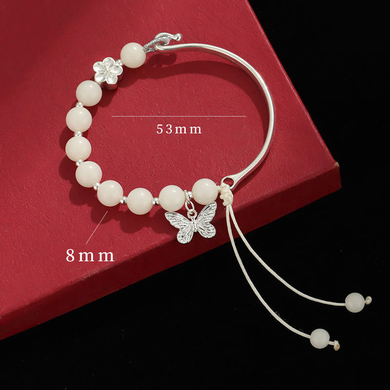 Brazalete de pulsera con Buddha Stones, semilla de Bodhi, mariposa, loto, suerte y riqueza