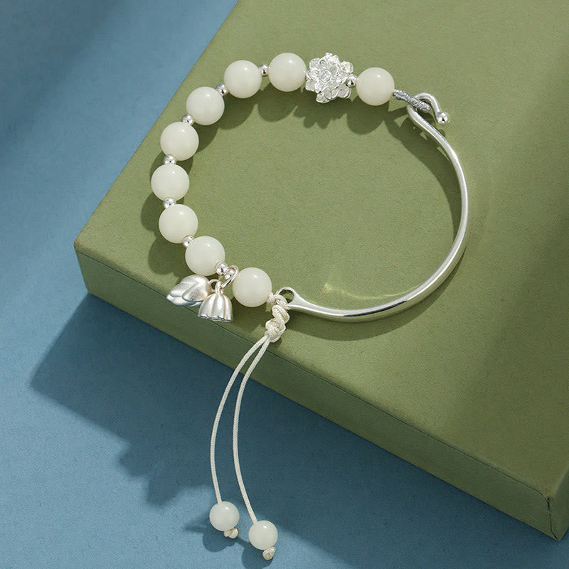 Brazalete de pulsera con Buddha Stones, semilla de Bodhi, mariposa, loto, suerte y riqueza