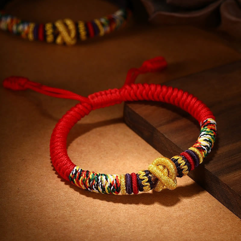 Pulsera de fe con nudo de King Kong Om Mani Padme Hum de plata de ley 925 con Buddha Stones - Rojo (circunferencia de la muñeca: 14-21 cm) - Estilo regular - image 0