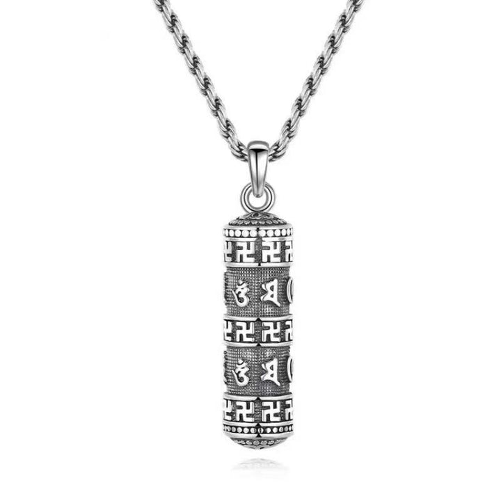 Collar con colgante de sabiduría con cadena trenzada y esvástica Om Mani Padme Hum de Buddha Stones - image 7
