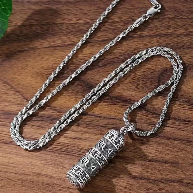 Collar con colgante de sabiduría con cadena trenzada y esvástica Om Mani Padme Hum de Buddha Stones - image 2