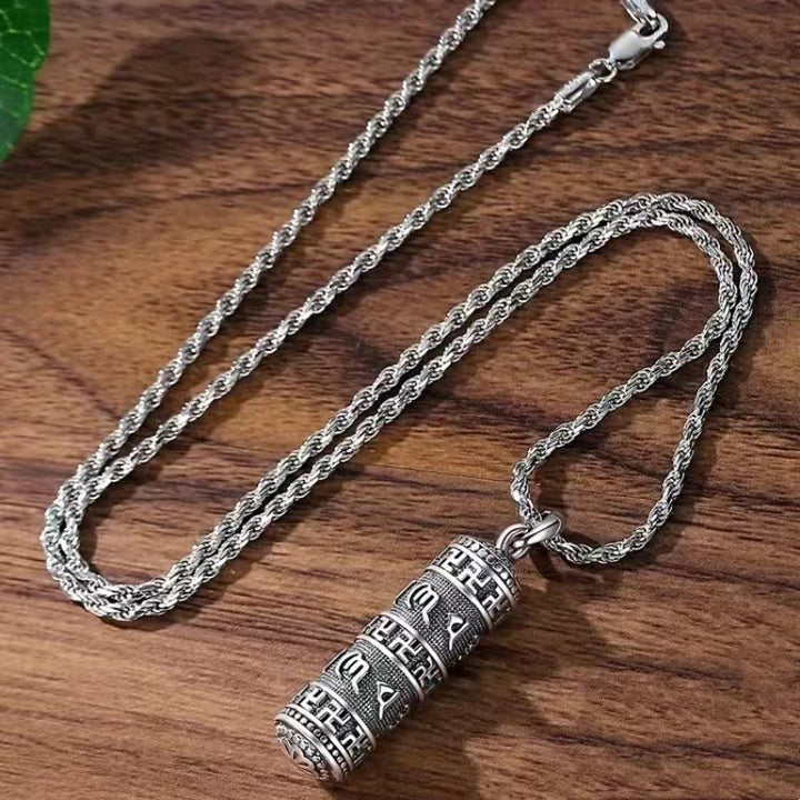 Collar con colgante de sabiduría con cadena trenzada y esvástica Om Mani Padme Hum de Buddha Stones - image 2