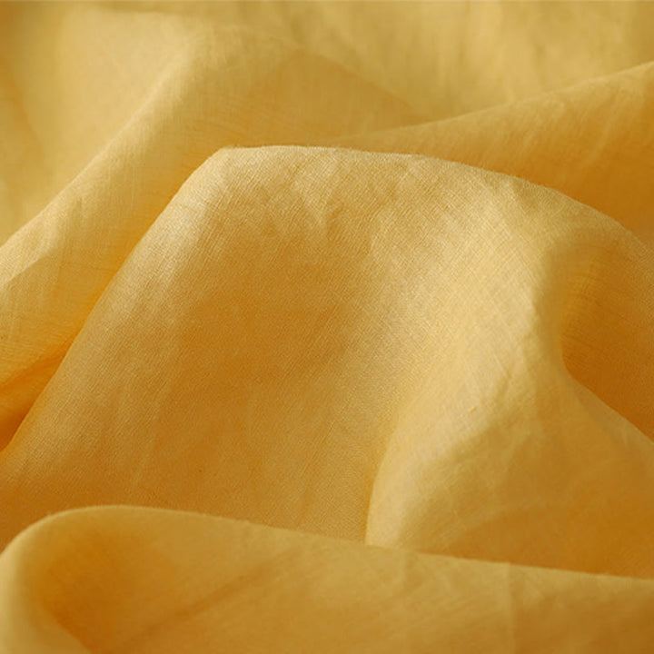 Camisa de lino y algodón de doble capa con manga tres cuartos y botones de rana de color liso con Buddha Stones - image 15