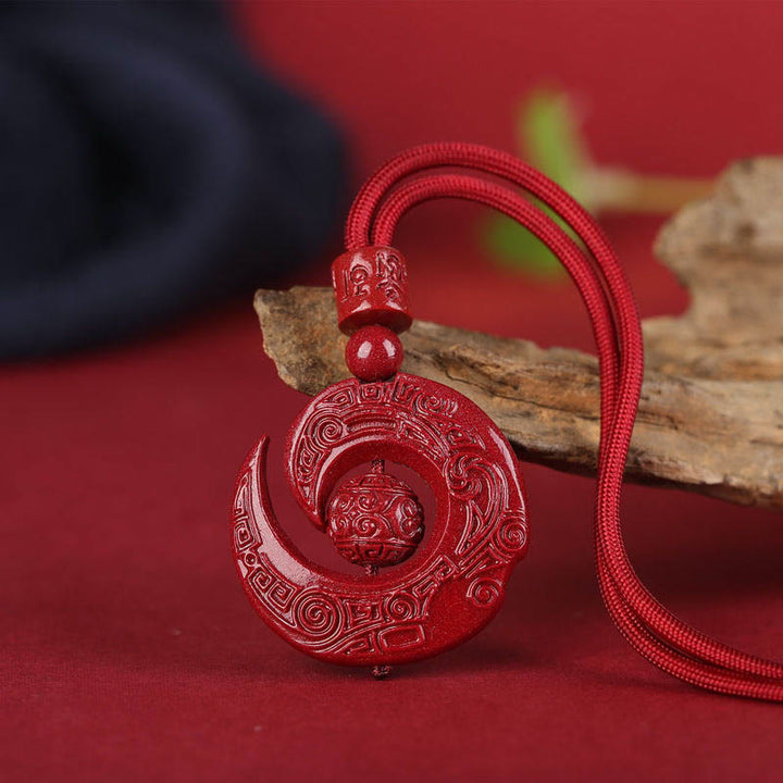 Collar con colgante de concentración de cinabrio natural con diseño de Buddha Stones que mejora la suerte