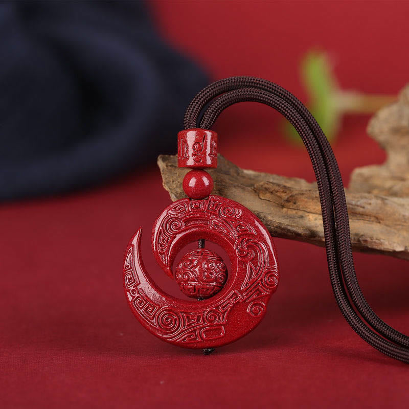 Collar con colgante de concentración de cinabrio natural con diseño de Buddha Stones que mejora la suerte