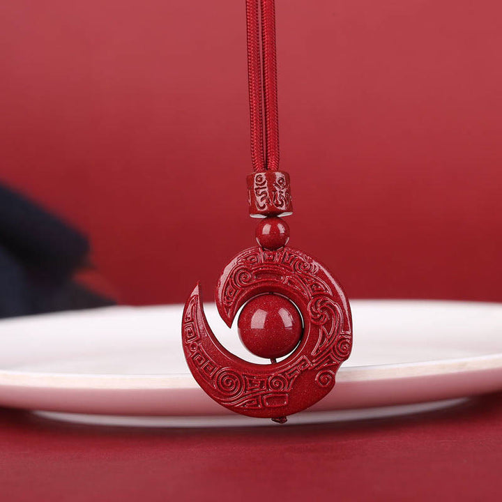 Collar con colgante de concentración de cinabrio natural con diseño de Buddha Stones que mejora la suerte