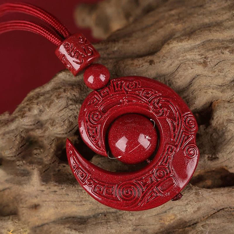 Collar con colgante de concentración de cinabrio natural con diseño de Buddha Stones que mejora la suerte