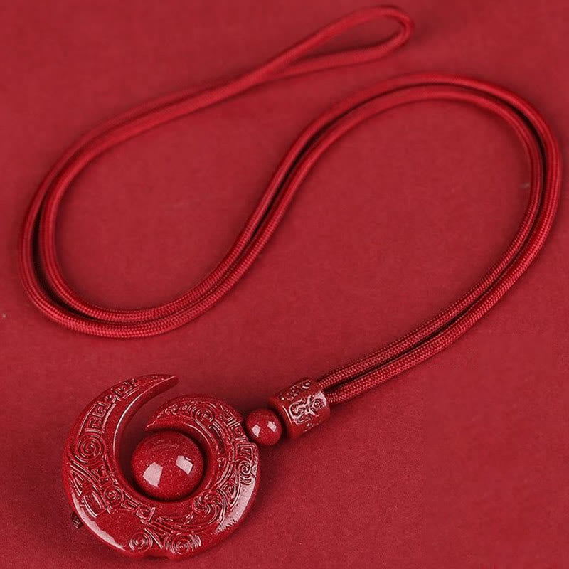 Collar con colgante de concentración de cinabrio natural con diseño de Buddha Stones que mejora la suerte
