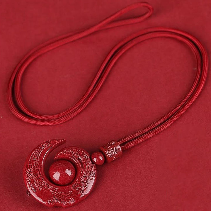 Collar con colgante de concentración de cinabrio natural con diseño de Buddha Stones que mejora la suerte